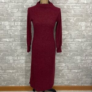 Lush Ribbed Mocneck Sweater Dress